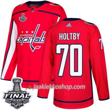 Miehille NHL Washington Capitals Pelipaita Braden Holtby 70 2018 Stanley Cup Final Patch Adidas Punainen Authentic